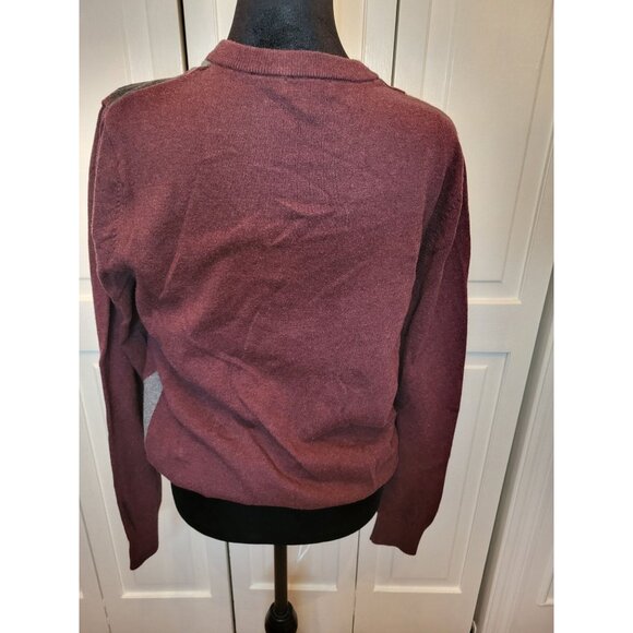 Maroon/Ivory/Gray Argyle Sweater Merona L Preppy Academia Old Money Classic - Picture 2 of 5
